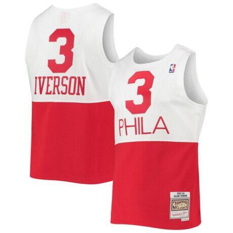 Allen Iverson Philadelphia 76ers Mitchell & Ness 2003/2004 Hardwood Classics Swingman Jersey - White - Front View