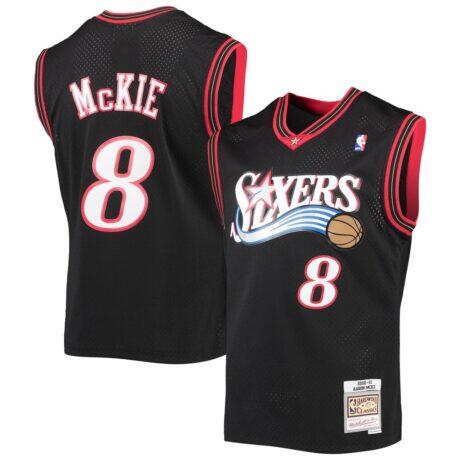 Aaron McKie Philadelphia 76ers Mitchell & Ness Hardwood Classics Swingman Jersey - Black - Front View