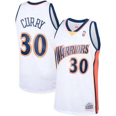 Stephen Curry Golden State Warriors Mitchell & Ness Hardwood Classics Swingman Jersey - White - Front View