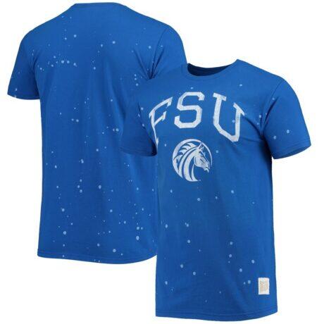 Fayetteville State Broncos Original Retro Brand Bleach Splatter T-Shirt - - Front View