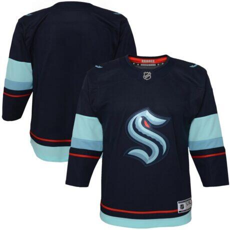 Seattle Kraken Youth Home Premier Jersey - Navy - Front View