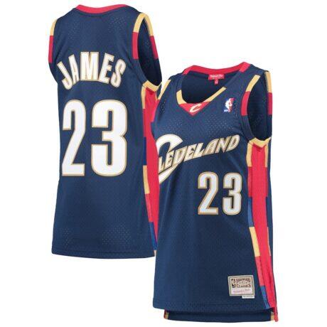 LeBron James Cleveland Cavaliers Mitchell & Ness Women's Hardwood Classics Swingman Jersey - Navy - Front View