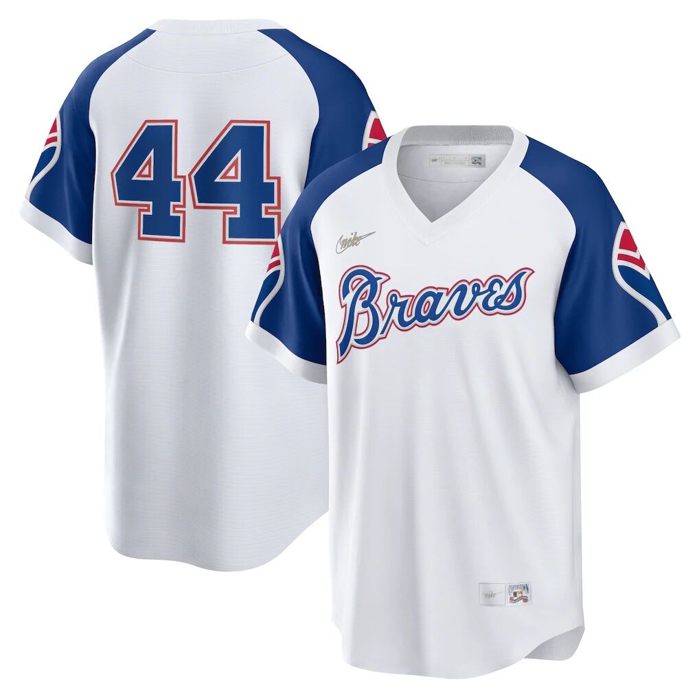 Hank Aaron Atlanta Braves Nike Home Cooperstown Collection Player Jersey