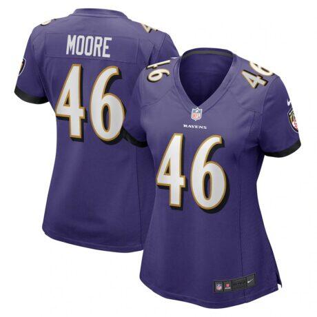 Nick Moore Baltimore Ravens Nike Women's Game Player Jersey - Purple - Front View