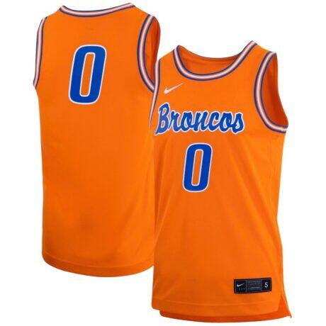 #0 Boise State Broncos Nike Retro Replica Basketball Jersey - Orange - Front View