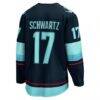 Jaden Schwartz Seattle Kraken Fashion7 Home Breakaway Player Jersey - Navy - Detail View