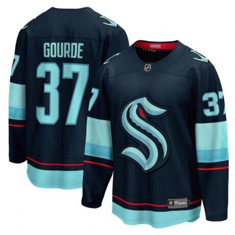 Yanni Gourde Seattle Kraken Fashion7 Home Breakaway Player Jersey - - Front View