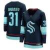 Philipp Grubauer Seattle Kraken Fashion7 Women's Home Breakaway Player Jersey - Navy - Front View