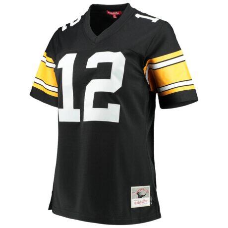 Terry Bradshaw Pittsburgh Steelers Mitchell & Ness Women's Legacy Replica Player Jersey - Black - Front View