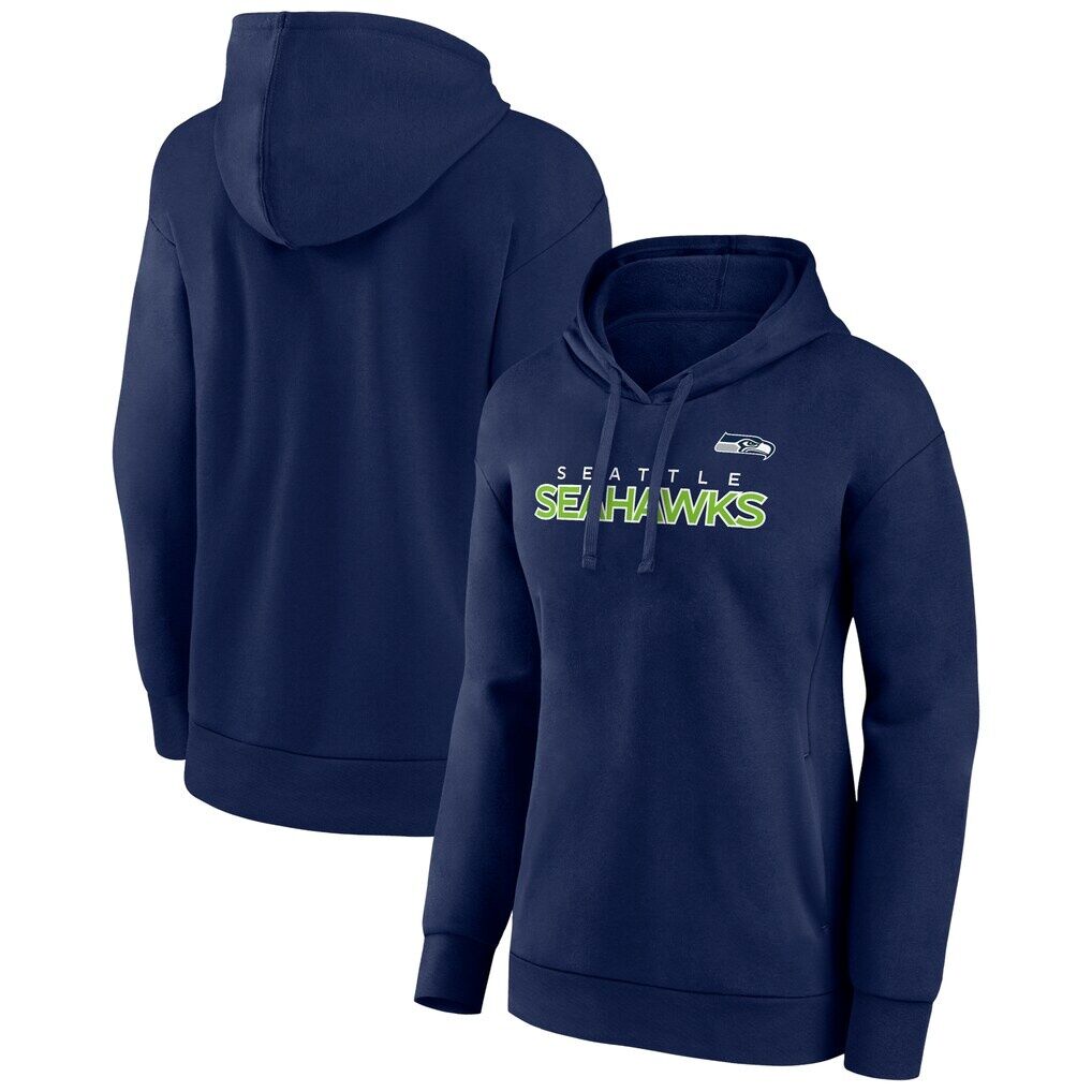 Seattle Seahawks Fashion7 Women's Iconic Cotton Fleece Checklist Pullover Hoodie - College Navy