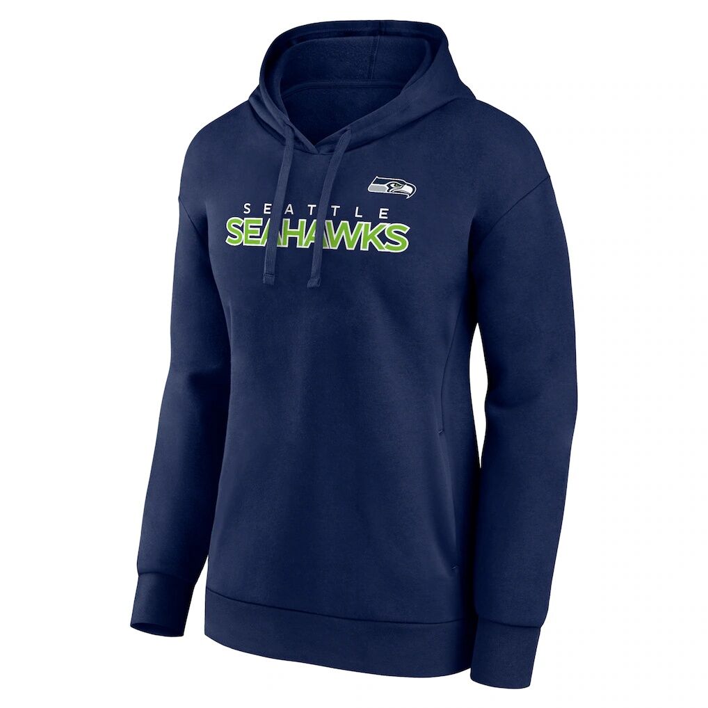 Seattle Seahawks Fashion7 Women's Iconic Cotton Fleece Checklist Pullover Hoodie - College Navy