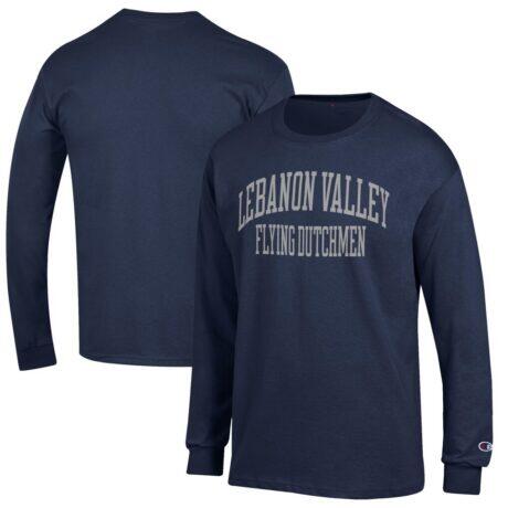 Lebanon Valley Flying Dutchmen Champion Jersey Long Sleeve T-Shirt - Navy - Front View