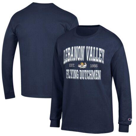 Lebanon Valley Flying Dutchmen Champion Jersey Est. Date Long Sleeve T-Shirt - Navy - Front View