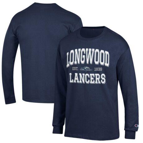 Longwood Lancers Champion Jersey Est. Date Long Sleeve T-Shirt - Navy - Front View