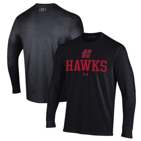 Hartford Hawks Under Armour Performance Long Sleeve T-Shirt - Black - Front View