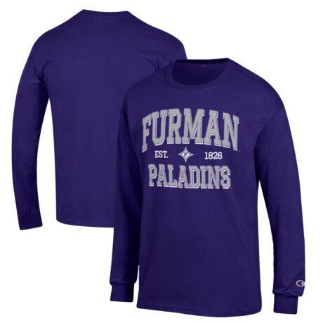 Furman Paladins Champion Jersey Est. Date Long Sleeve T-Shirt - Purple - Front View