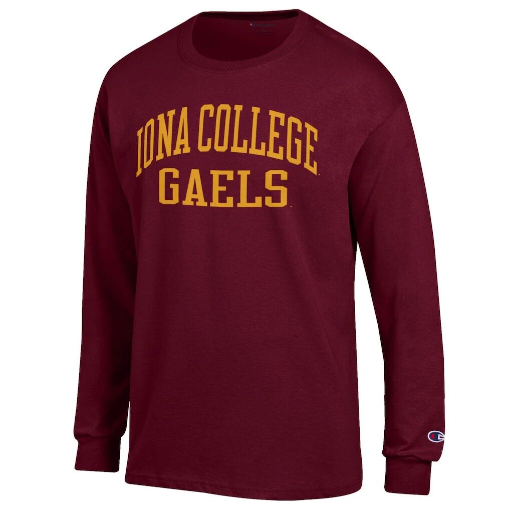 Iona University Gaels Champion Jersey Long Sleeve T-Shirt - Maroon
