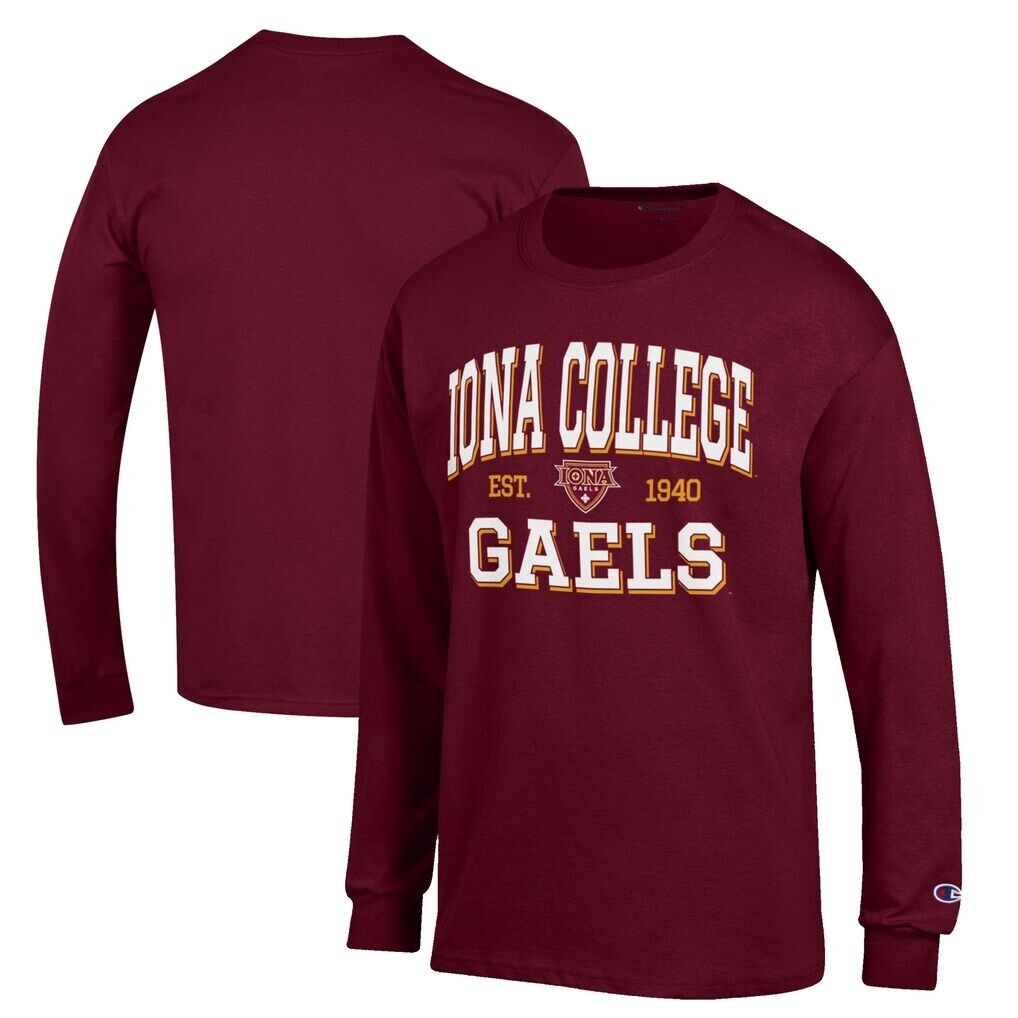 Iona University Gaels Champion Jersey Long Sleeve T-Shirt - Maroon