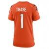 Ja'Marr Chase Cincinnati Bengals Nike Women's Alternate Game Jersey - Orange - Detail View