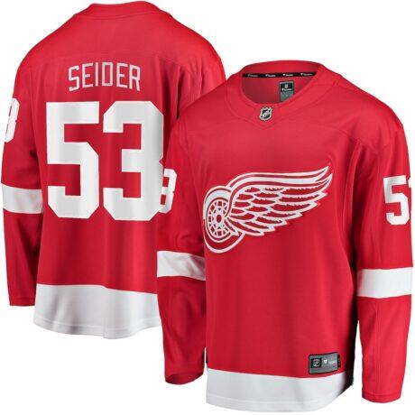 Moritz Seider Detroit Red Wings Fashion7 Home Breakaway Player Jersey - Red - Front View