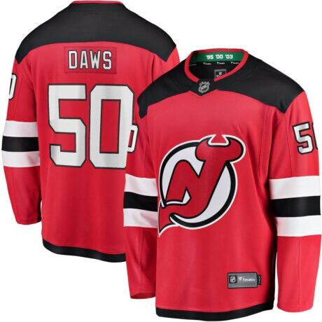 Nico Daws New Jersey Devils Fashion7 Home Breakaway Player Jersey - Red - Front View