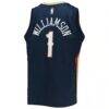 Zion Williamson New Orleans Pelicans Nike Youth 2021/22 Diamond Swingman Jersey - Navy - Detail View