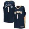 Zion Williamson New Orleans Pelicans Nike Youth 2021/22 Diamond Swingman Jersey - Navy - Front View