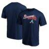 Atlanta Braves Team Lockup Logo T-Shirt - Navy - Front View