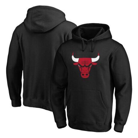 Chicago Bulls Primary Mascot Logo Pullover Hoodie - Black - Front View