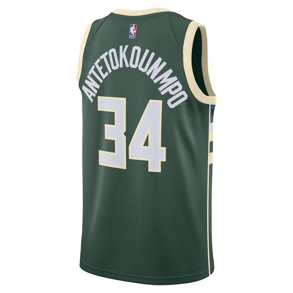 Giannis Antetokounmpo Milwaukee Bucks Nike Unisex Swingman Jersey - Icon Edition - Hunter Green