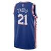 Joel Embiid Philadelphia 76ers Nike Unisex Swingman Jersey - Icon Edition - Royal - Detail View
