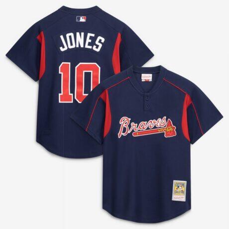 Chipper Jones Atlanta Braves Mitchell & Ness Authentic Batting Practice Jersey - Navy - Front View