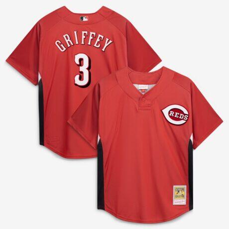 Ken Griffey Jr. Cincinnati Reds Mitchell & Ness Authentic Batting Practice Jersey - Red - Front View