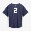 Derek Jeter New York Yankees Mitchell & Ness Authentic Batting Practice Jersey - Navy - Detail View