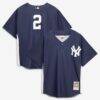 Derek Jeter New York Yankees Mitchell & Ness Authentic Batting Practice Jersey - Navy - Front View