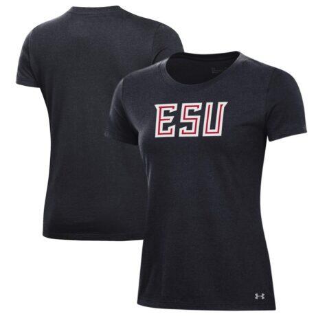 East Stroudsburg Warriors Under Armour Women's Performance T-Shirt - Black - Front View