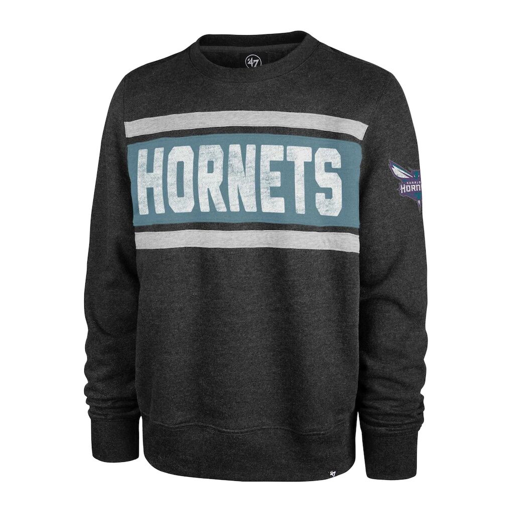 Charlotte Hornets ’47 Tribeca Emerson Pullover Sweatshirt – Heather Black