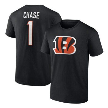 Ja'Marr Chase Cincinnati Bengals Fanatics Player Icon Name & Number T-Shirt - Black - Front View