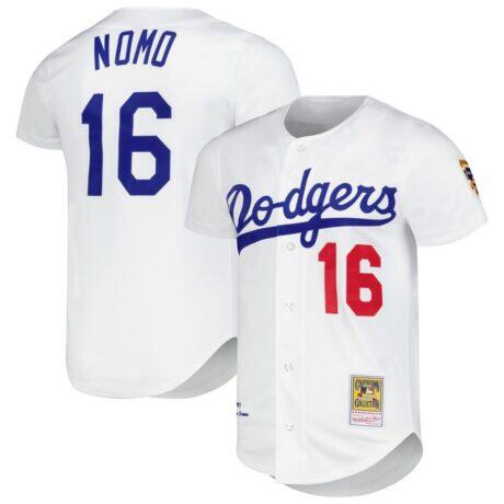 Hideo Nomo Los Angeles Dodgers Mitchell & Ness Cooperstown Collection Authentic Jersey - White - Front View
