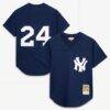 Rickey Henderson New York Yankees Mitchell & Ness Cooperstown Collection Mesh Batting Practice Button-Up Jersey - Navy - Front View