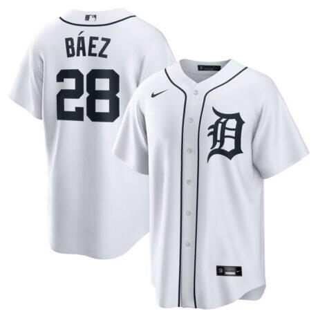 Javier Baez Detroit Tigers Nike Home Replica Player Jersey - White - Front View