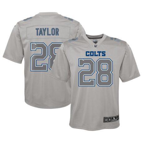Jonathan Taylor Indianapolis Colts Nike Youth Atmosphere Game Jersey - Gray - Front View