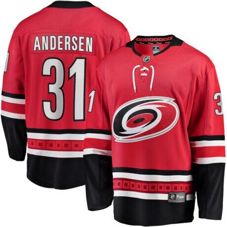 Frederik Andersen Carolina Hurricanes Fashion7 Alternate Breakaway Player Jersey - Red - Front View