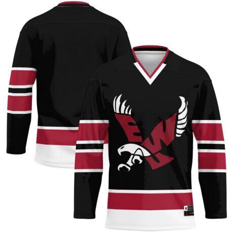 Eastern Washington Eagles GameDay Greats Hockey Jersey - Black - Front View