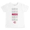 Cincinnati Reds Tiny Turnip Infant Stacked T-Shirt - White - Front View