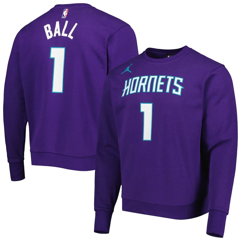 LaMelo Ball Charlotte Hornets Jordan Brand Statement Name & Number Pullover Sweatshirt