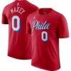 Tyrese Maxey Philadelphia 76ers Jordan Brand 2022/23 Statement Edition Name & Number T-Shirt - Red - Front View