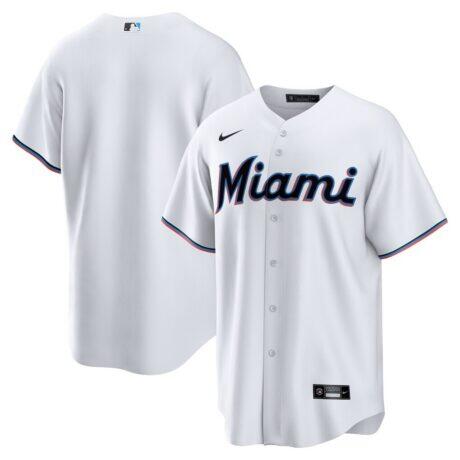 Miami Marlins Nike Home Blank Replica Jersey - White - Front View