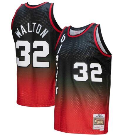 Bill Walton Portland Trail Blazers Mitchell & Ness 1976/77 Hardwood Classics Fadeaway Swingman Player Jersey - - Front View