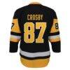 Sidney Crosby Pittsburgh Penguins Youth Captain Patch Home Replica Player Jersey - Black - Detail View